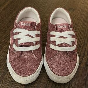 Keds sparkly pink Jumpkick II velcro sneaker in girls size 10 toddler